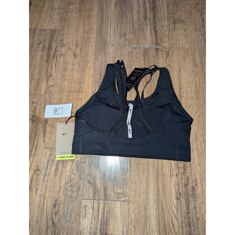 Nike Dri-Fit Swoosh Strappy Logo Sports Bras Women Medium Black, White - Picture 5 of 7